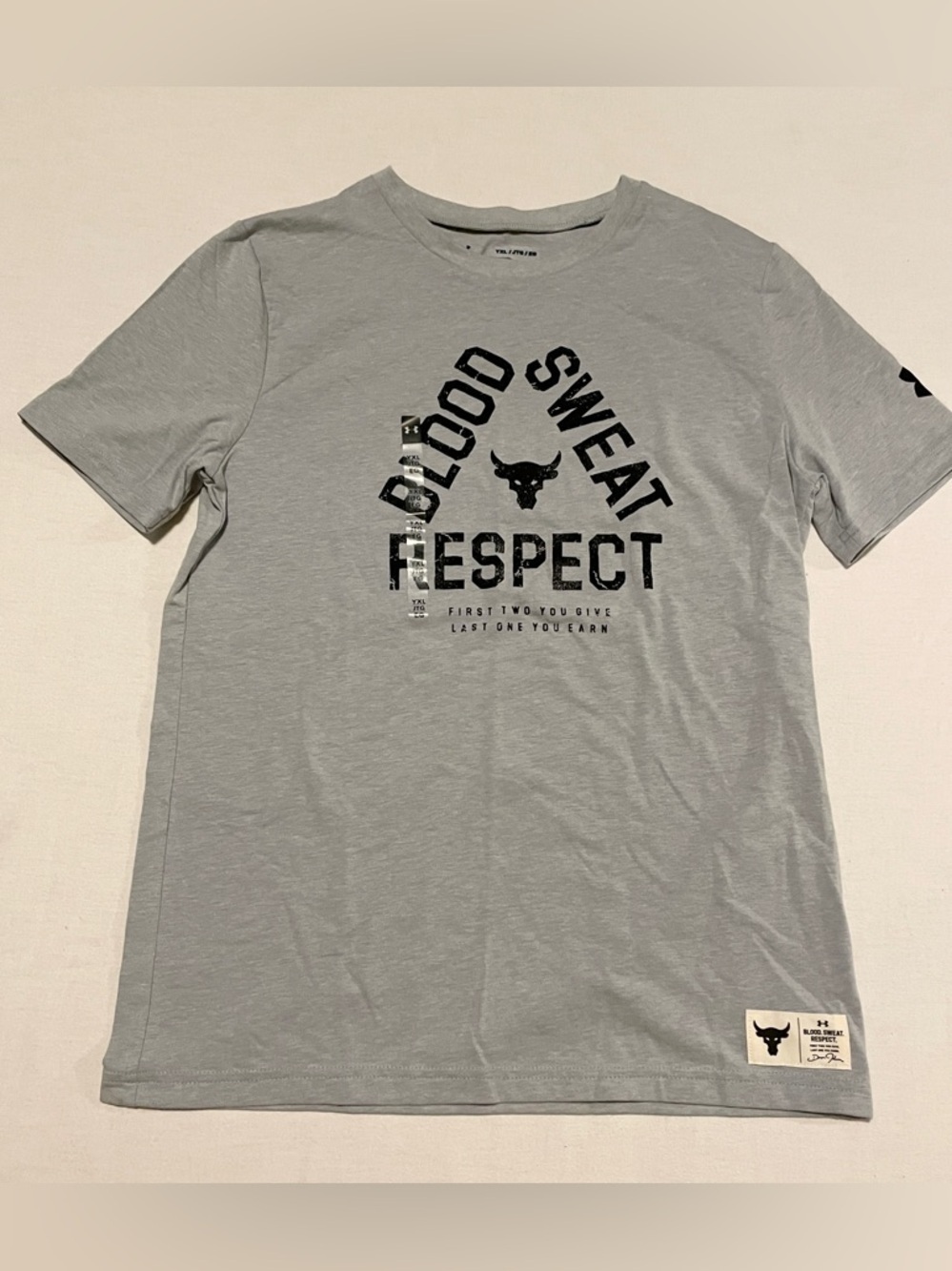 Under Armour Project Rock Blood Sweat Respect T-Shirt Youth XL Grey